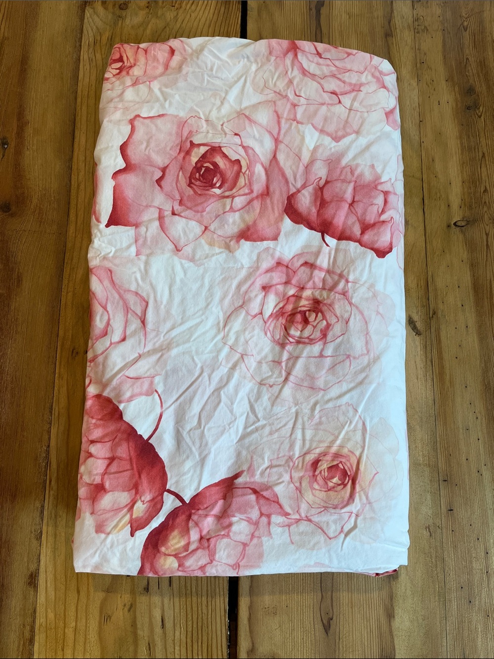 GARNET HILL *Double/Queen* Pink Rose Petal Printed Duvet Cover 100% Cotton